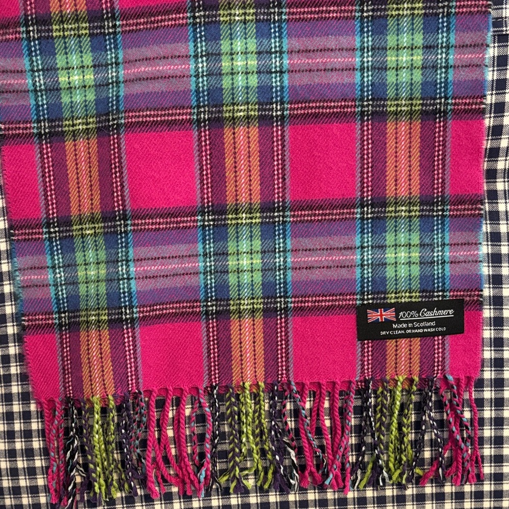 Pink Tartan Cashmere Scarf